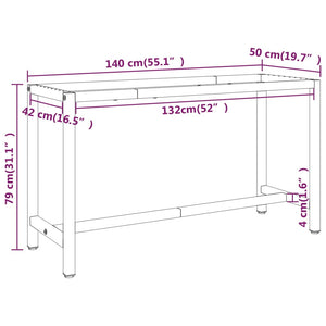 vidaXL Work Bench Frame Matte Black and Matte Red 140x50x79 cm Metal