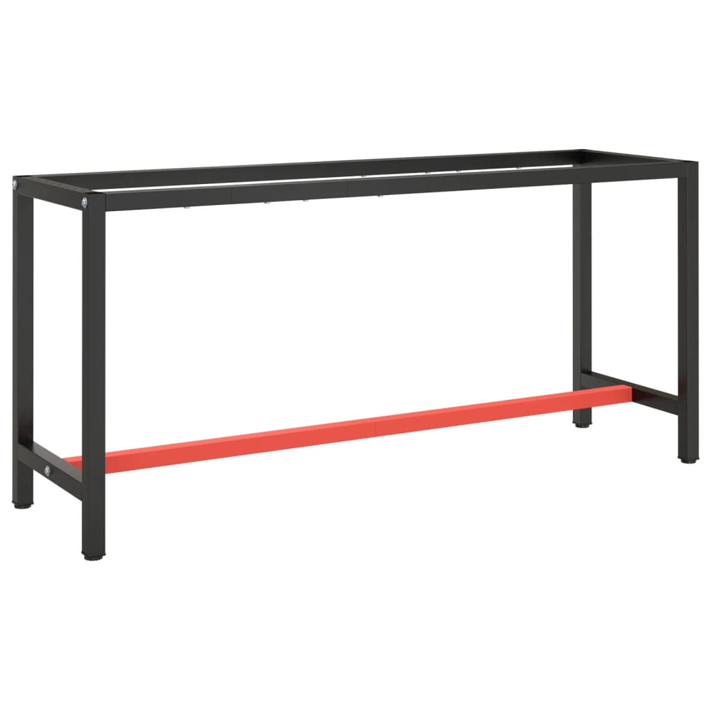 vidaXL Work Bench Frame Matte Black and Matte Red 170x50x79 cm Metal