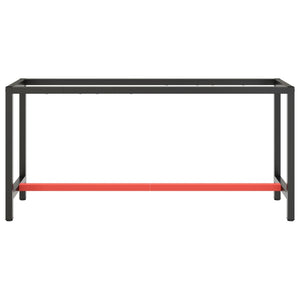 vidaXL Work Bench Frame Matte Black and Matte Red 170x50x79 cm Metal