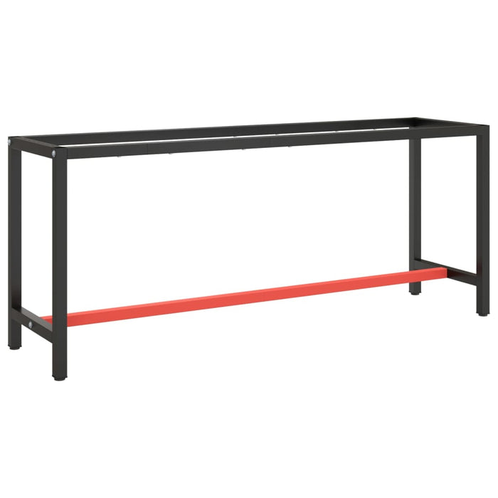 vidaXL Work Bench Frame Matte Black and Matte Red 190x50x79 cm Metal