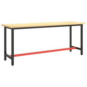 vidaXL Work Bench Frame Matte Black and Matte Red 190x50x79 cm Metal