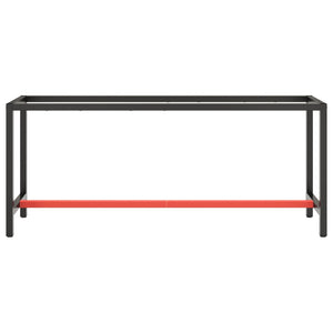 vidaXL Work Bench Frame Matte Black and Matte Red 190x50x79 cm Metal