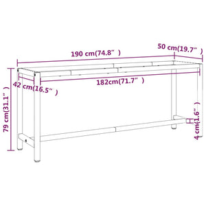 vidaXL Work Bench Frame Matte Black and Matte Red 190x50x79 cm Metal