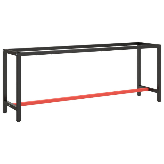 vidaXL Work Bench Frame Matte Black and Matte Red 210x50x79 cm Metal