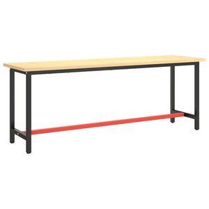 vidaXL Work Bench Frame Matte Black and Matte Red 210x50x79 cm Metal