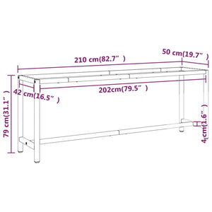 vidaXL Work Bench Frame Matte Black and Matte Red 210x50x79 cm Metal