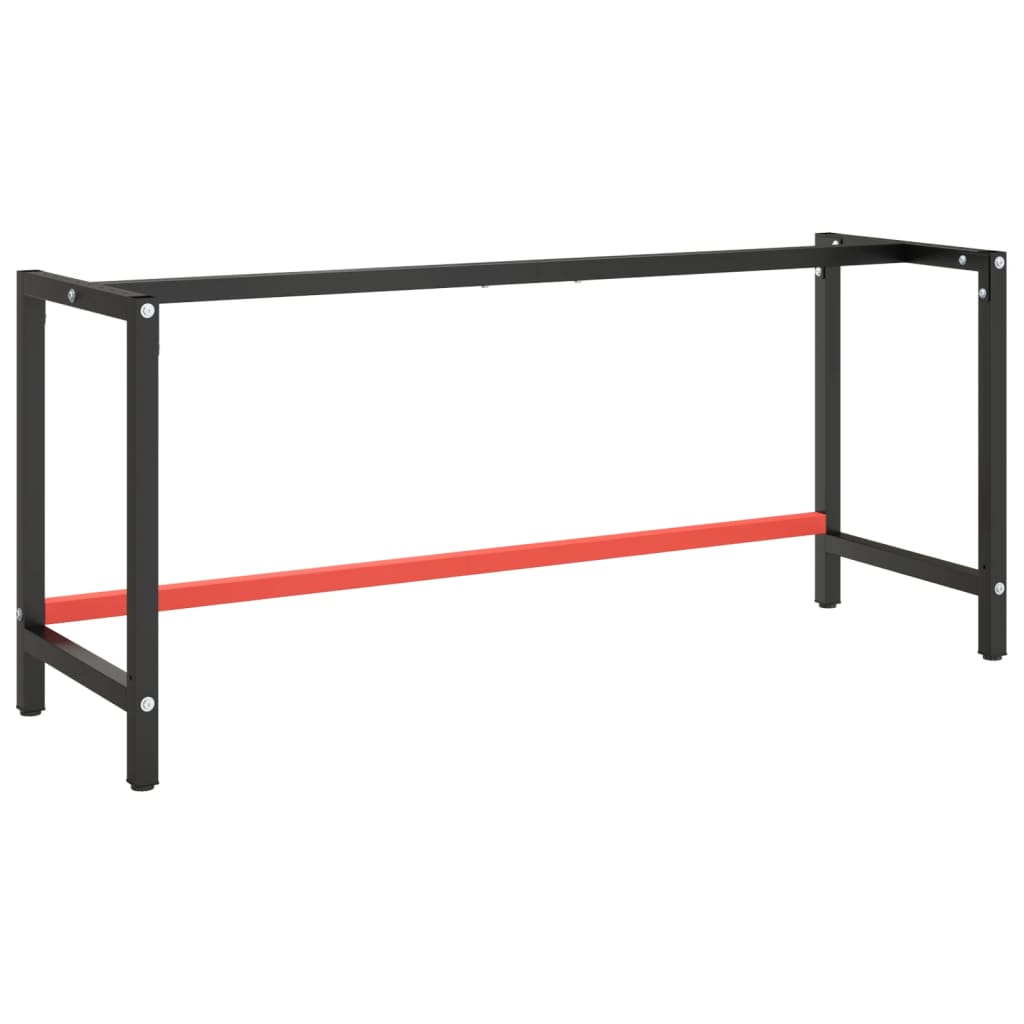 vidaXL Work Bench Frame Matte Black and Matte Red 180x57x79 cm Metal