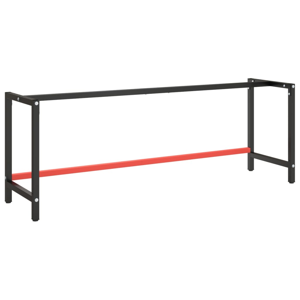 vidaXL Work Bench Frame Matte Black and Matte Red 220x57x79 cm Metal