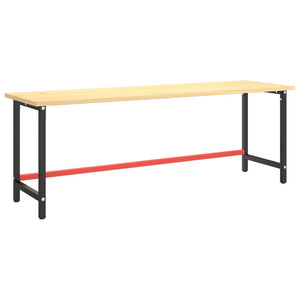 vidaXL Work Bench Frame Matte Black and Matte Red 220x57x79 cm Metal