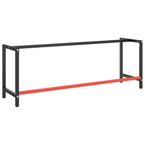 vidaXL Work Bench Frame Matte Black and Matte Red 220x57x79 cm Metal