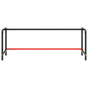 vidaXL Work Bench Frame Matte Black and Matte Red 220x57x79 cm Metal