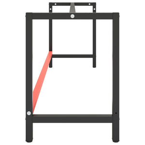 vidaXL Work Bench Frame Matte Black and Matte Red 220x57x79 cm Metal