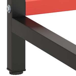 vidaXL Work Bench Frame Matte Black and Matte Red 220x57x79 cm Metal