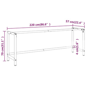 vidaXL Work Bench Frame Matte Black and Matte Red 220x57x79 cm Metal