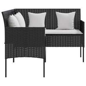 vidaXL 5 Piece L-shaped Couch Sofa Set with Cushions Poly Rattan Black