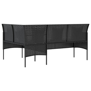 vidaXL L-shaped Couch Sofa with Cushions Poly Rattan Black