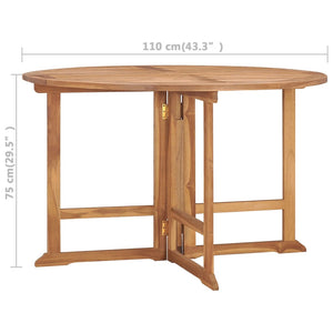 vidaXL Folding Garden Dining Table Ø110x75 cm Solid Wood Teak