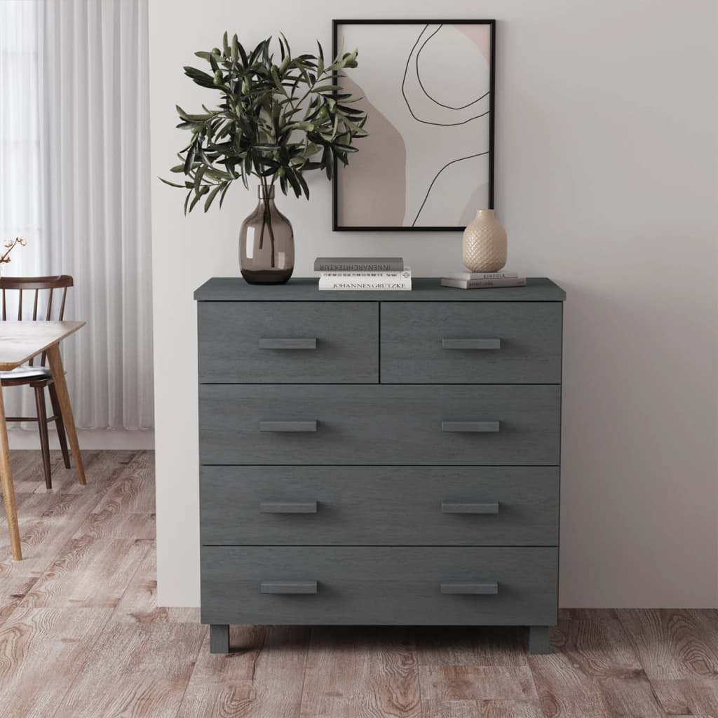 vidaXL Sideboard HAMAR Dark Grey 79x40x80 cm Solid Wood Pine