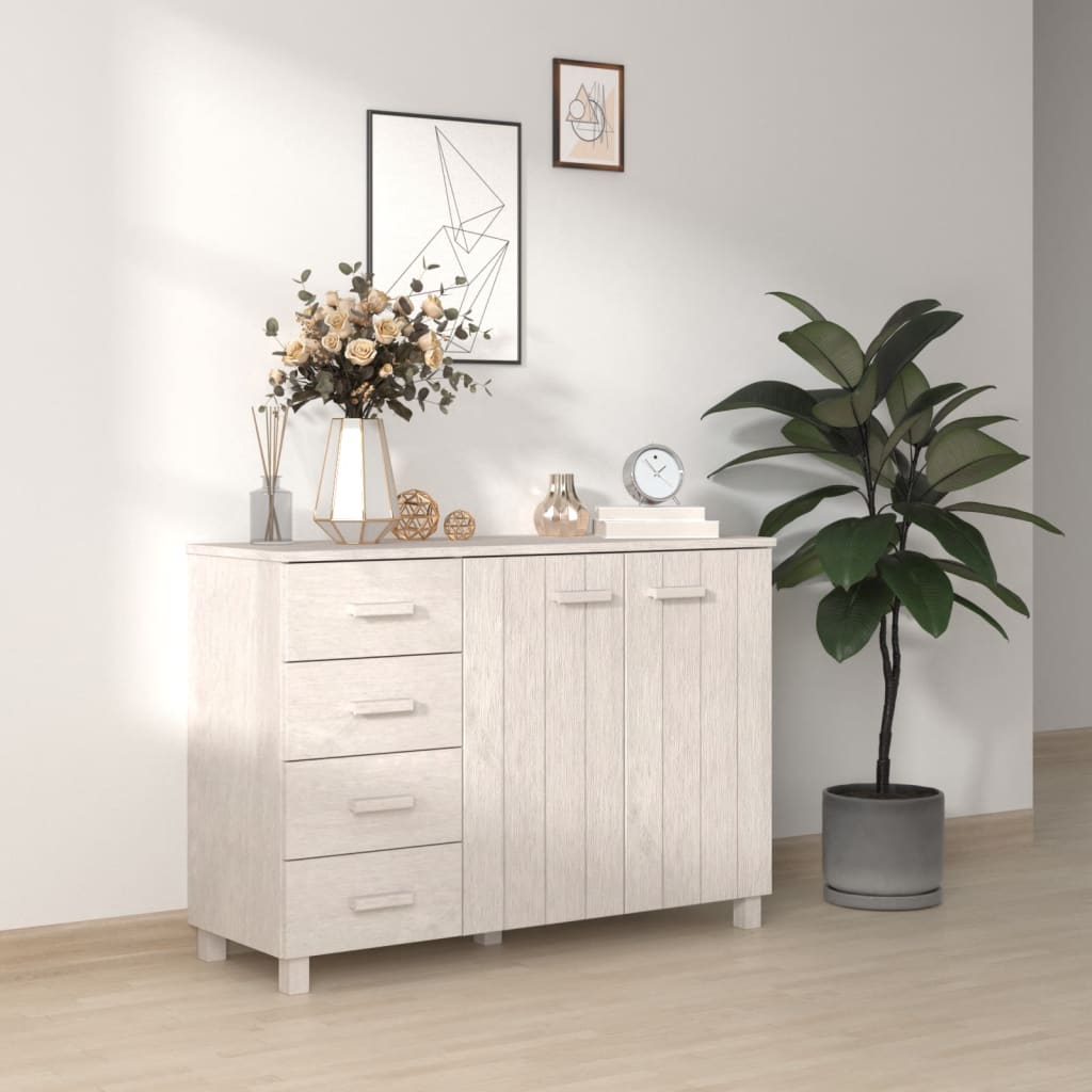 vidaXL Sideboard HAMAR White 113x40x80 cm Solid Wood Pine