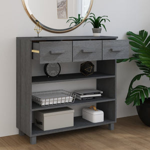 vidaXL Console Table HAMAR Dark Grey 90x35x90 cm Solid Wood Pine