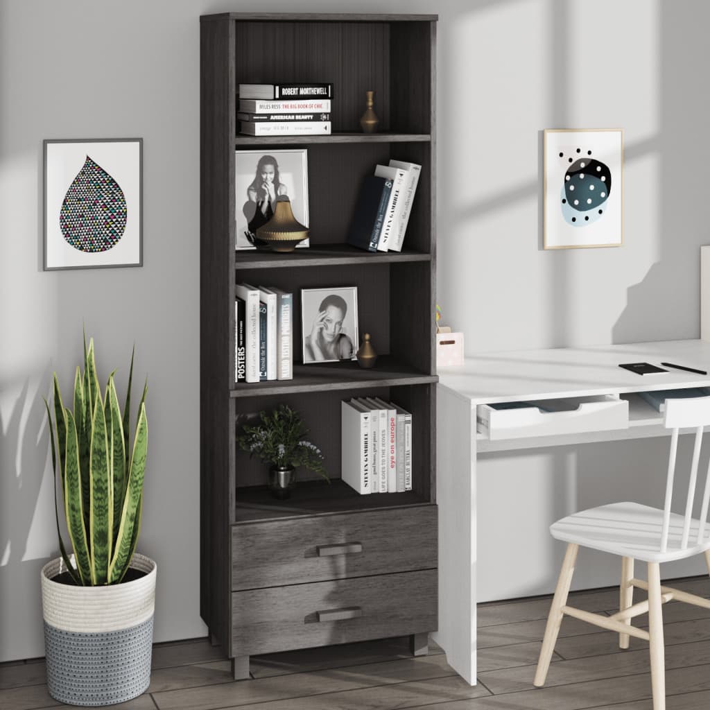 vidaXL Highboard HAMAR Light Grey 60x35x180 cm Solid Wood Pine