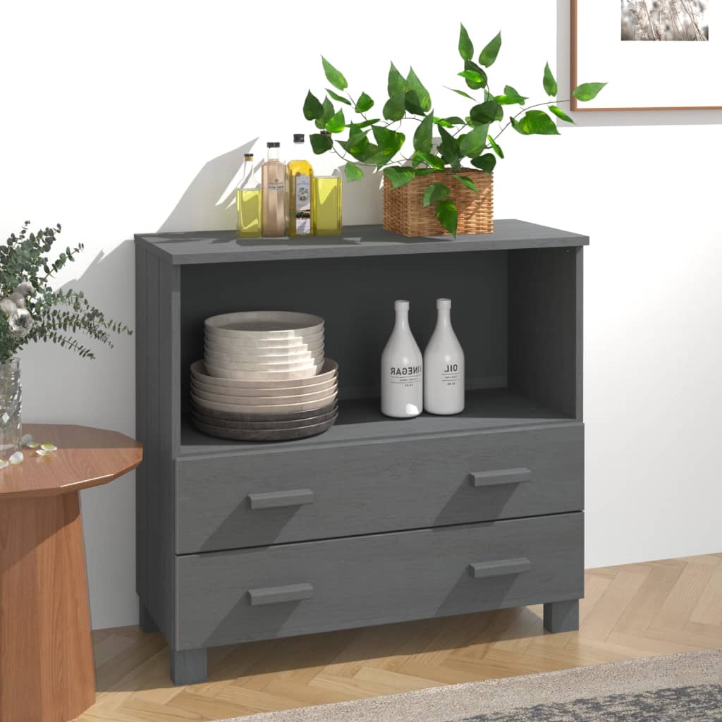 vidaXL Sideboard HAMAR Dark Grey 85x35x80 cm Solid Wood Pine