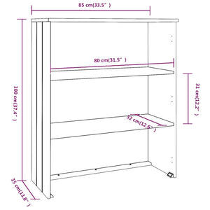 vidaXL Top for Highboard HAMAR Dark Grey 85x35x100cm Solid Wood Pine