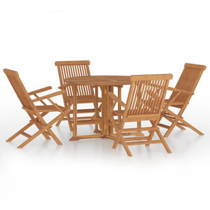 vidaXL 5 Piece Folding Outdoor Dining Set Solid Wood Teak