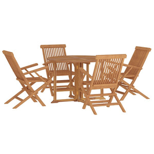 vidaXL 5 Piece Folding Outdoor Dining Set Solid Wood Teak