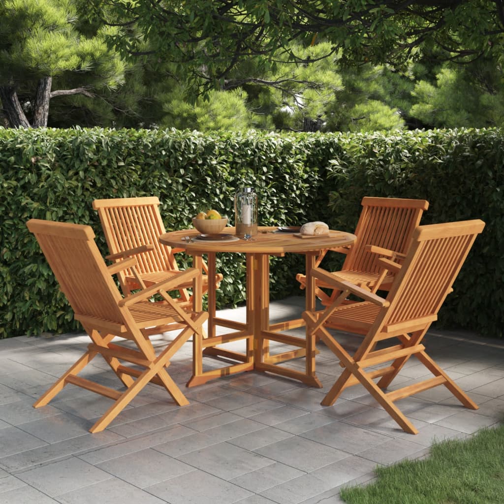 vidaXL 5 Piece Folding Outdoor Dining Set Solid Wood Teak