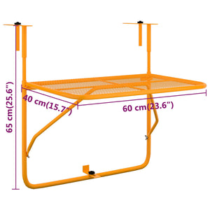 vidaXL Balcony Table Yellow 60x40 cm Steel