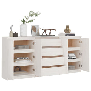 vidaXL Side Cabinets 3 pcs White Solid Pinewood