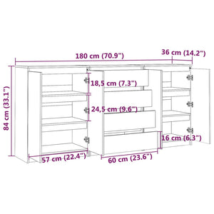 vidaXL Side Cabinets 3 pcs White Solid Pinewood