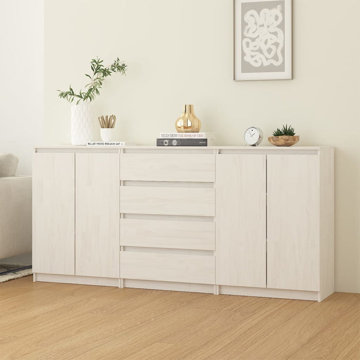 vidaXL Side Cabinets 3 pcs White Solid Pinewood