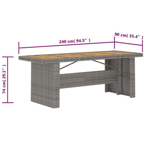 vidaXL 9 Piece Garden Dining Set with Cushions Grey Poly Rattan