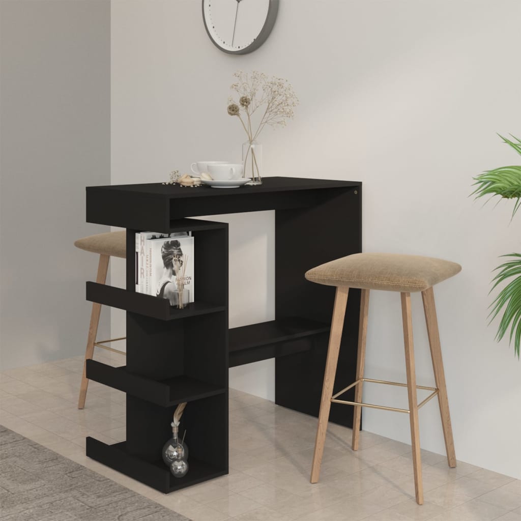 vidaXL Bar Table with Storage Rack Black 100x50x101.5 cm Engineered Wood