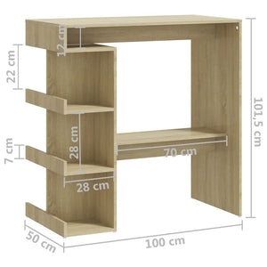 vidaXL Bar Table with Storage Rack Sonoma Oak 100x50x101.5 cm Engineered Wood