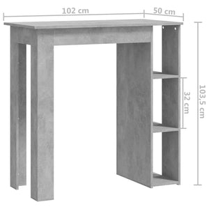 vidaXL Bar Table with Shelf Concrete Grey 102x50x103.5 cm Engineered Wood