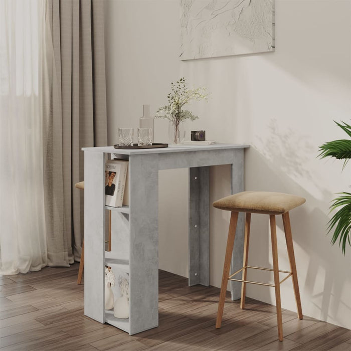 vidaXL Bar Table with Shelf Concrete Grey 102x50x103.5 cm Engineered Wood