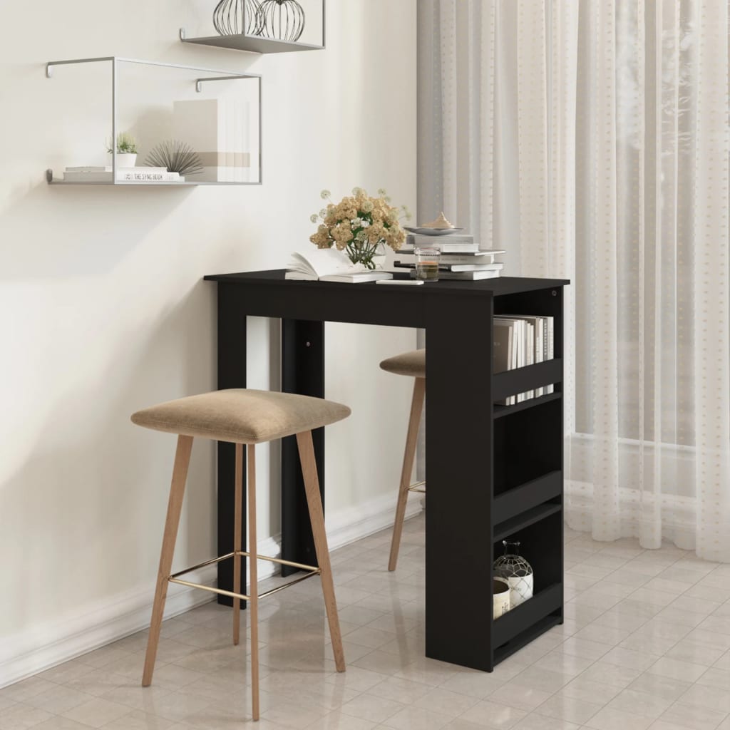 vidaXL Bar Table with Storage Rack Black 102x50x103.5 cm Engineered Wood