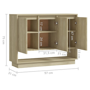 vidaXL Sideboard Sonoma Oak 97x31x75 cm Engineered Wood