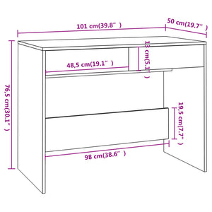 vidaXL Desk Sonoma Oak 101x50x76.5 cm Engineered Wood