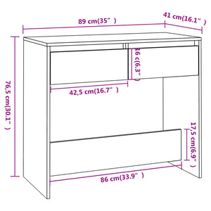 vidaXL Console Table Black 89x41x76.5 cm Steel