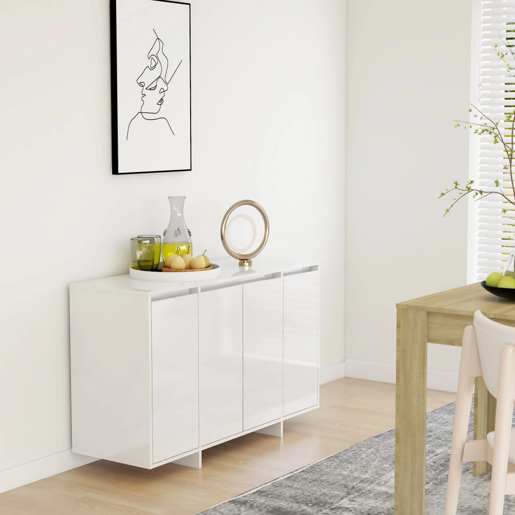 vidaXL Sideboard High Gloss White 120x41x75 cm Engineered Wood