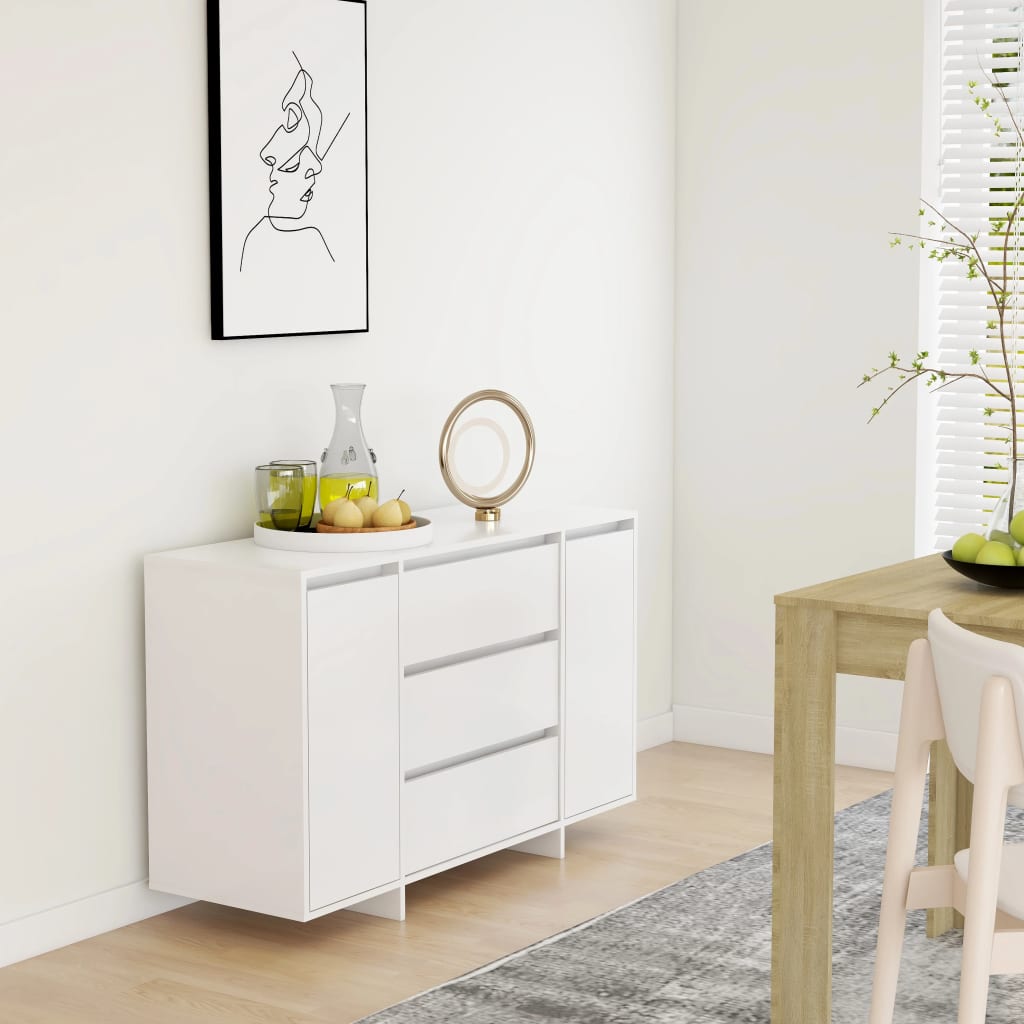 vidaXL Sideboard with 3 Drawers White 120x41x75 cm Engineered Wood