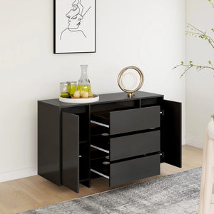 vidaXL Sideboard with 3 Drawers Black 120x41x75 cm Engineered Wood