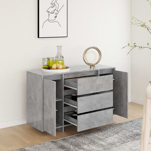 vidaXL Sideboard with 3 Drawers Concrete Grey 120x41x75 cm Engineered Wood