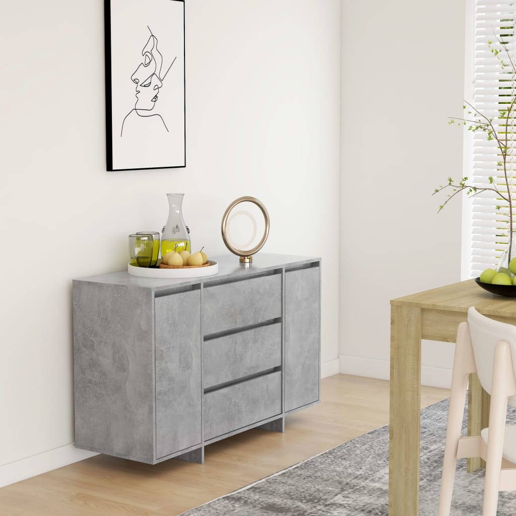 vidaXL Sideboard with 3 Drawers Concrete Grey 120x41x75 cm Engineered Wood