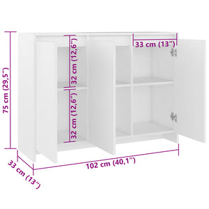 vidaXL Sideboard White 102x33x75 cm Engineered Wood