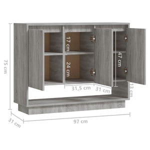 vidaXL Sideboard Grey Sonoma 97x31x75 cm Engineered Wood